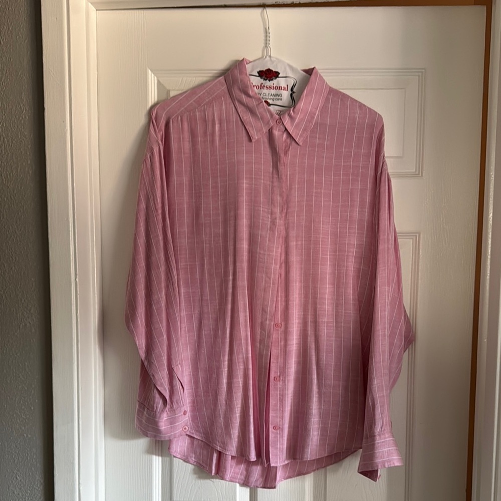 Express Pink Casual Button Down Shirt